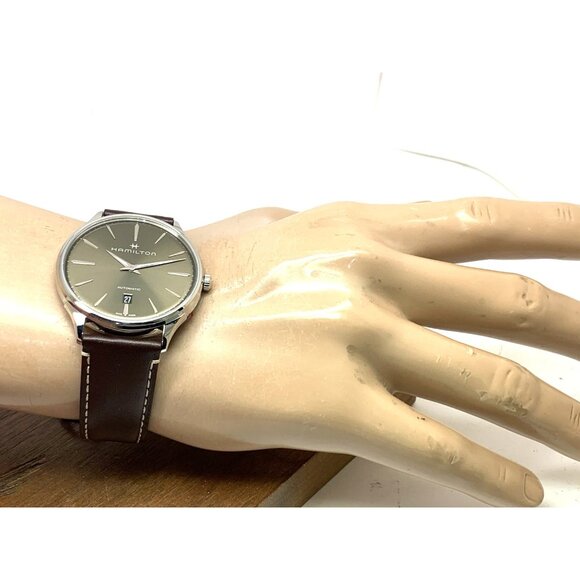 Hamilton Men's Watch H38525561 Swiss Automatic Green Dial Leather Band 40mm - Picture 5 of 15